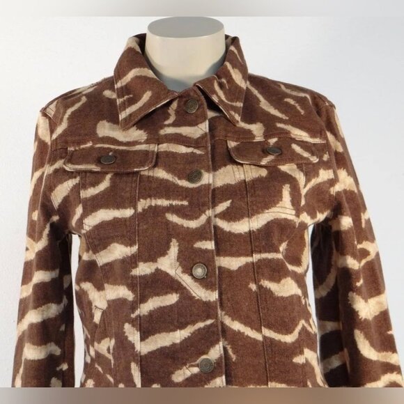 Lauren Ralph Lauren Vintage Denim Jacket Women’s Size Small P Brown Animal Print - Picture 11 of 11